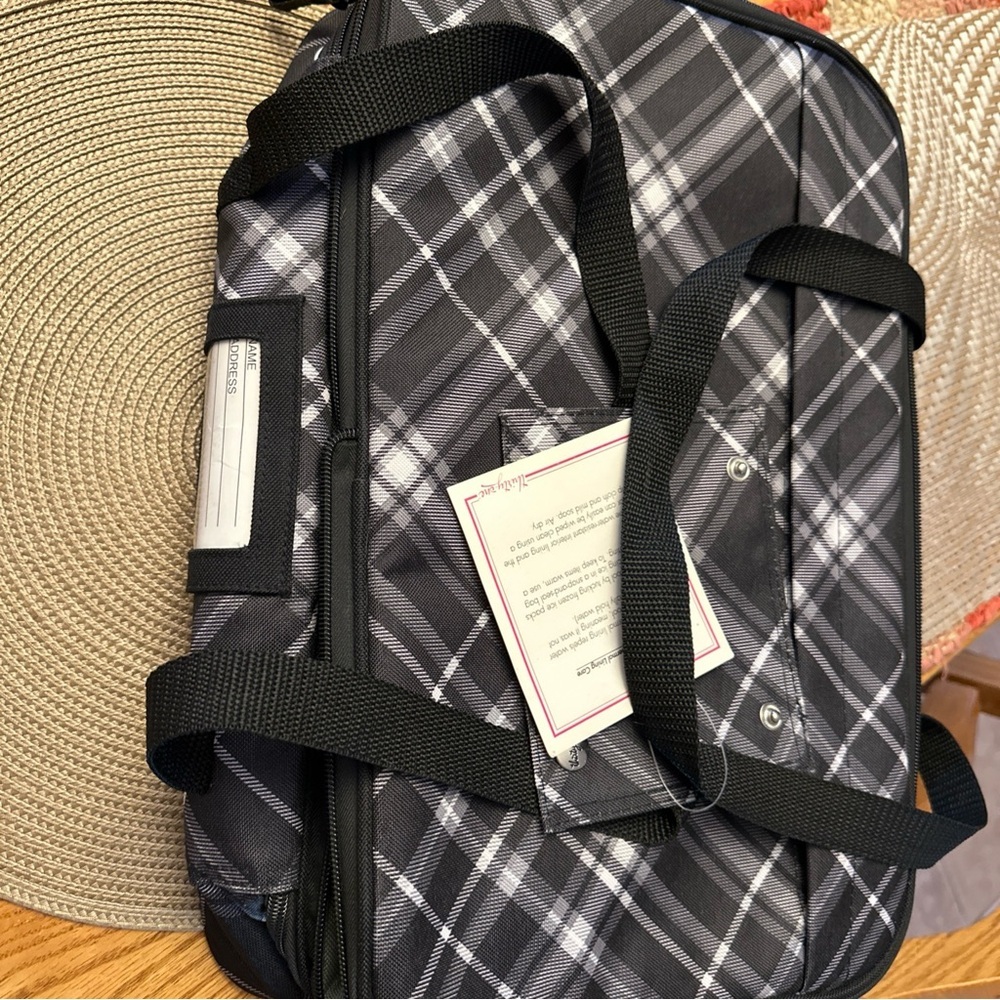 Thirty-One Blk Pick Me Plaid Perfect Party Hot Cold Tote & Serving Utensils NWT - Picture 8 of 9